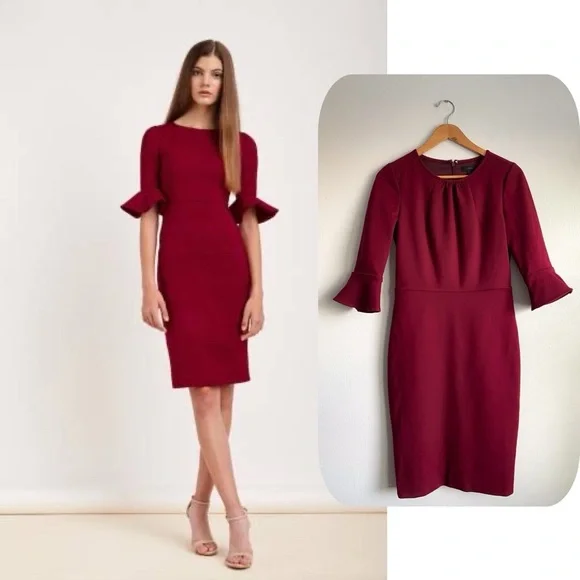 J. Crew Elegant Wine Long Sleeve Dress - Picture 1 of 3